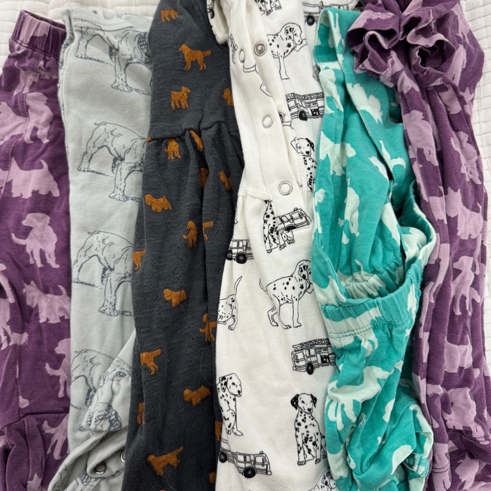 Kate Quinn Dog Print dresses, onesies and pants